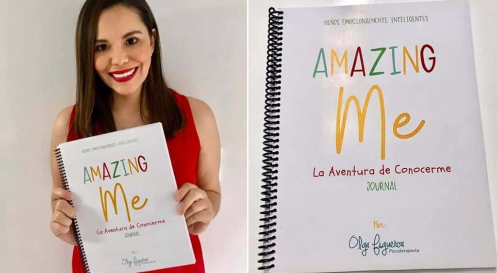 Olga Figueroa presentando su libro Amazing Me.